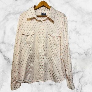 PENDLETON Satin Long sleeve Polka dot Button Down Top Blouse Size 18